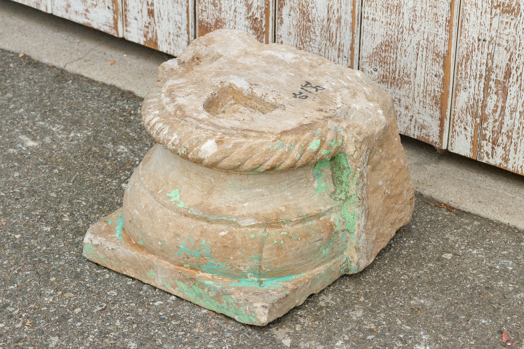 Antique Demilune Stone Pedestal Base