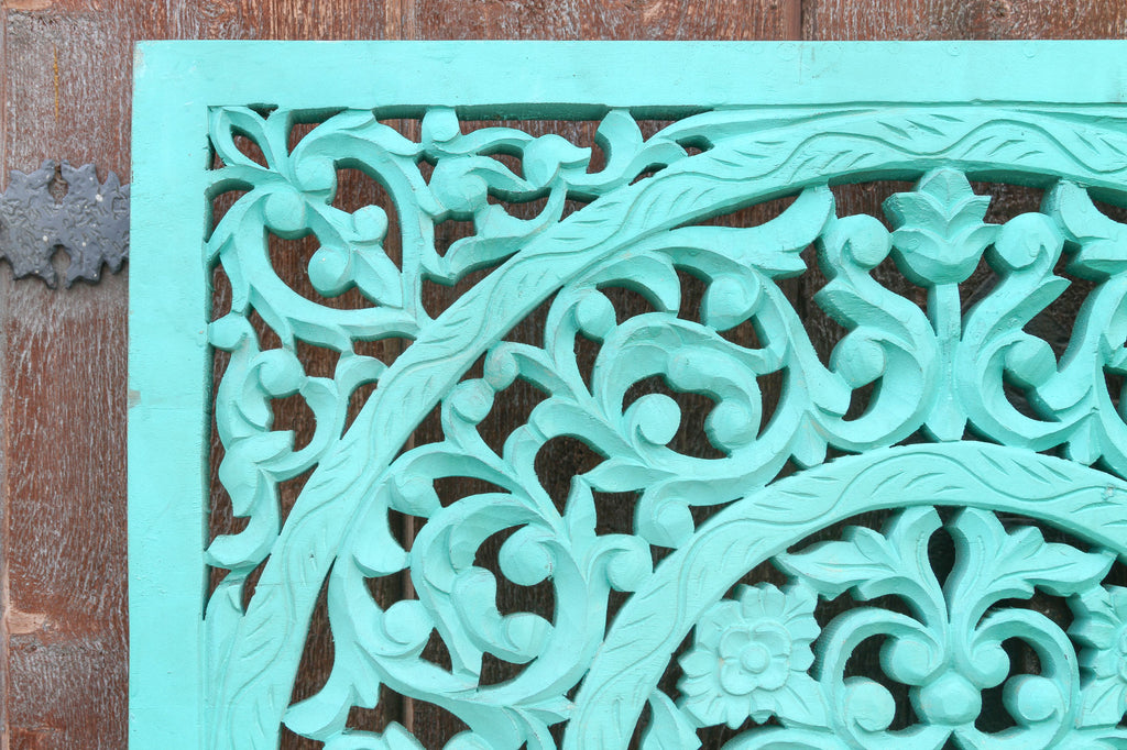 Carved Blue Small Lotus Panel