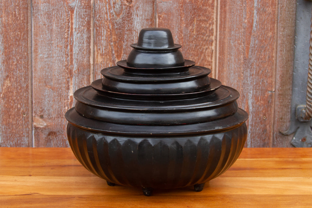 Antique Burmese Lacquer Monk Bowl Set (Trade)