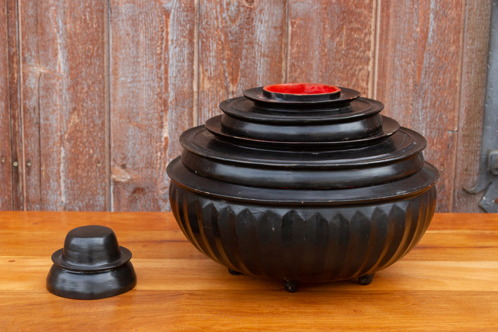 Antique Burmese Lacquer Monk Bowl Set