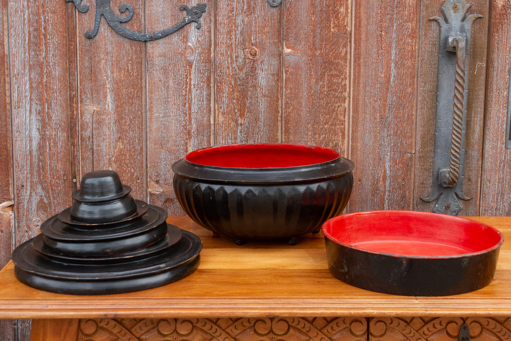 Antique Burmese Lacquer Monk Bowl Set