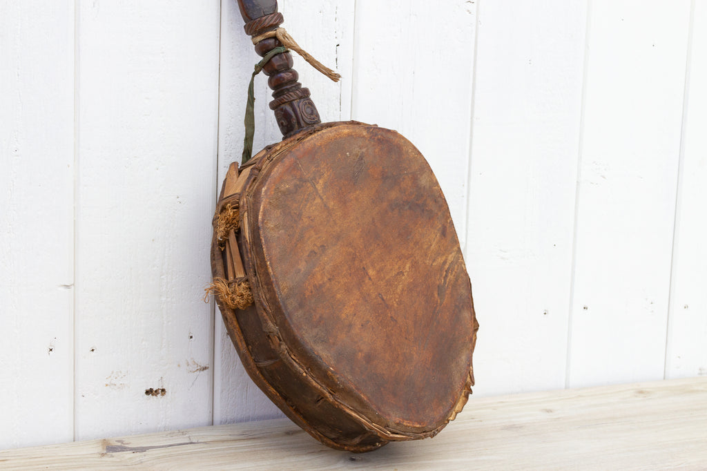 Antique Wood & Leather Nepalese Drum