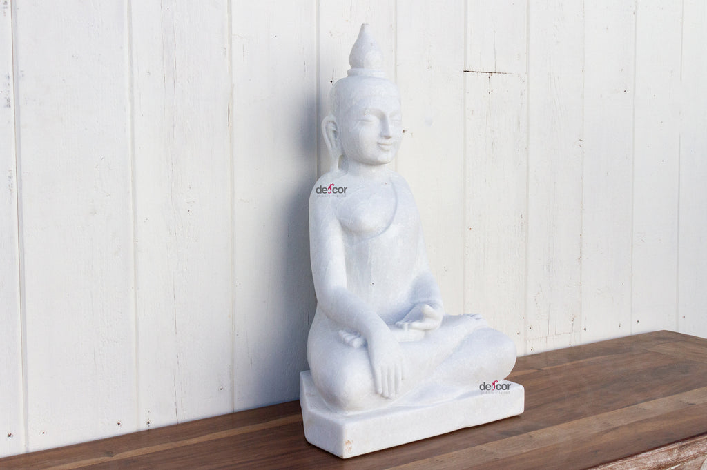 Tall Burmese Vayrasana Marble Buddha