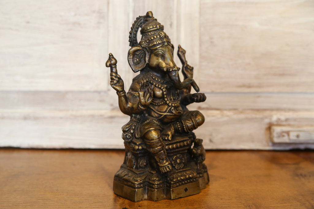 Brass Seated Ganesh Statue II