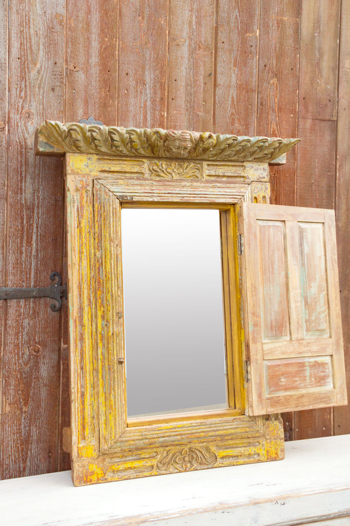 19th Century Carved Tibari Window Mirror