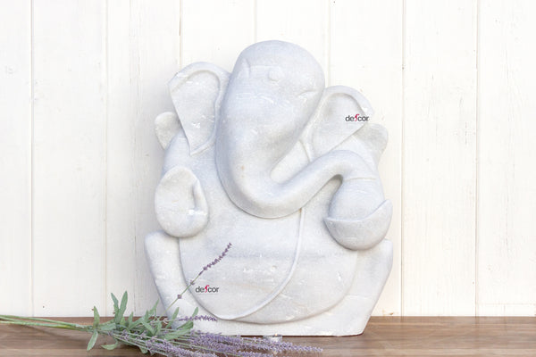 Beautifully Carved Marble Garden Ganesh