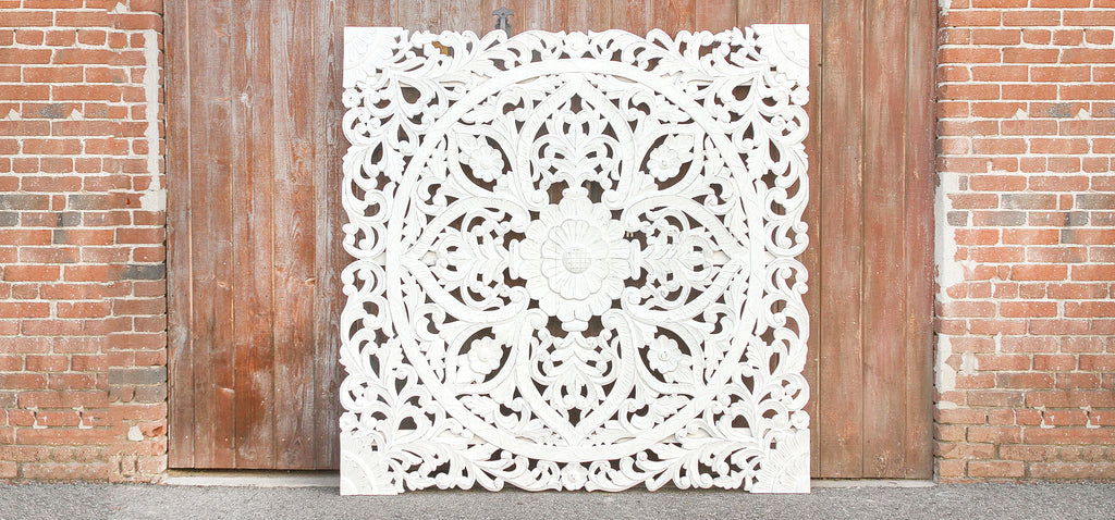 Gorgeous Large Mandala Lotus Carved Wall Panel