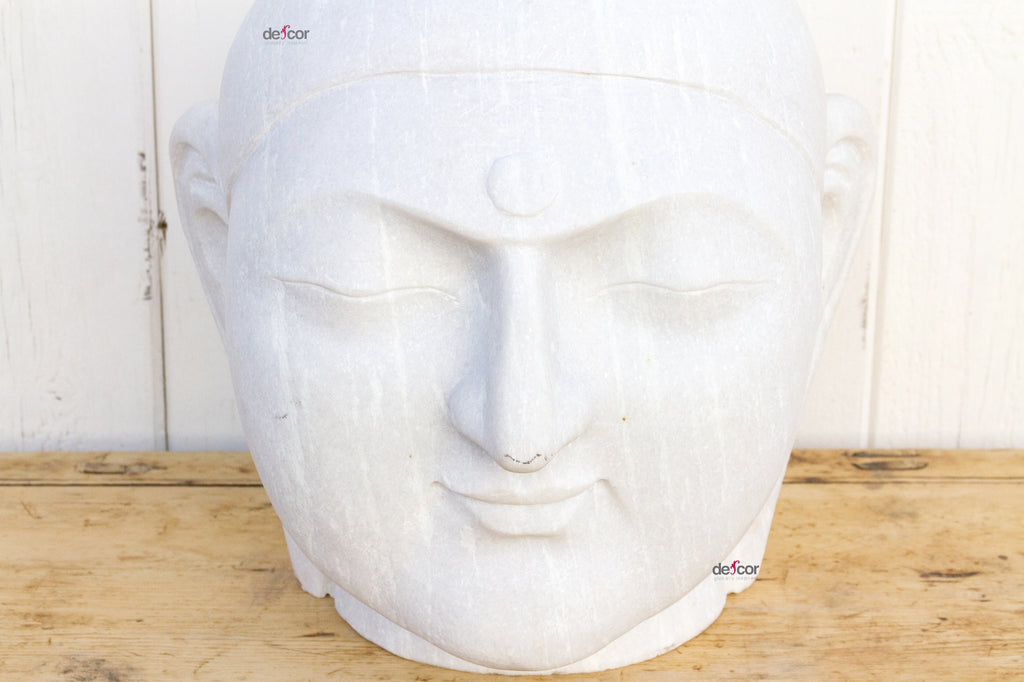 Substantial White Buddha Head Figure