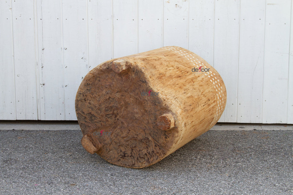 Large Bleach Wood Inlaid Naga Planter