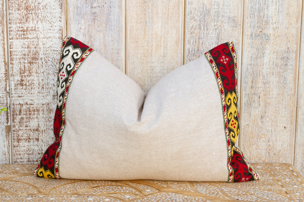 Tora Linen Tribal Border Pillow