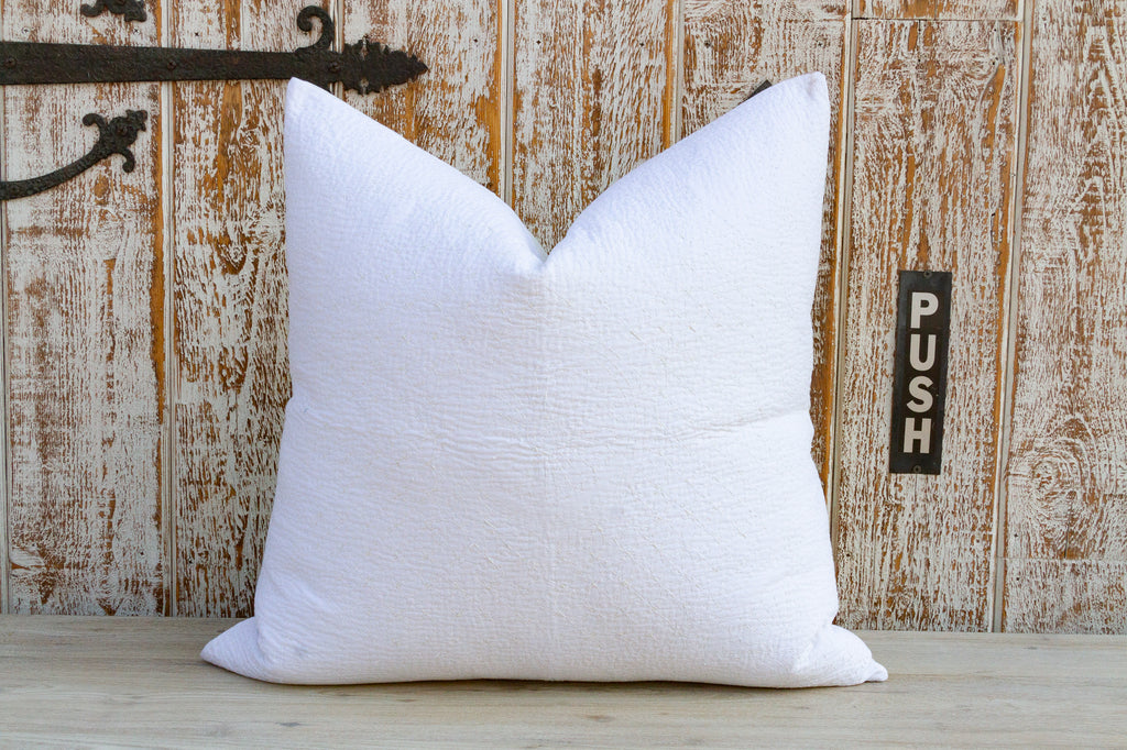 White Filanan Kantha Euro Pillow Cover