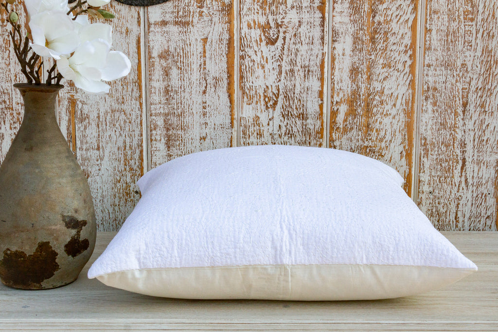 White Filanan Kantha Small Pillow (Trade)