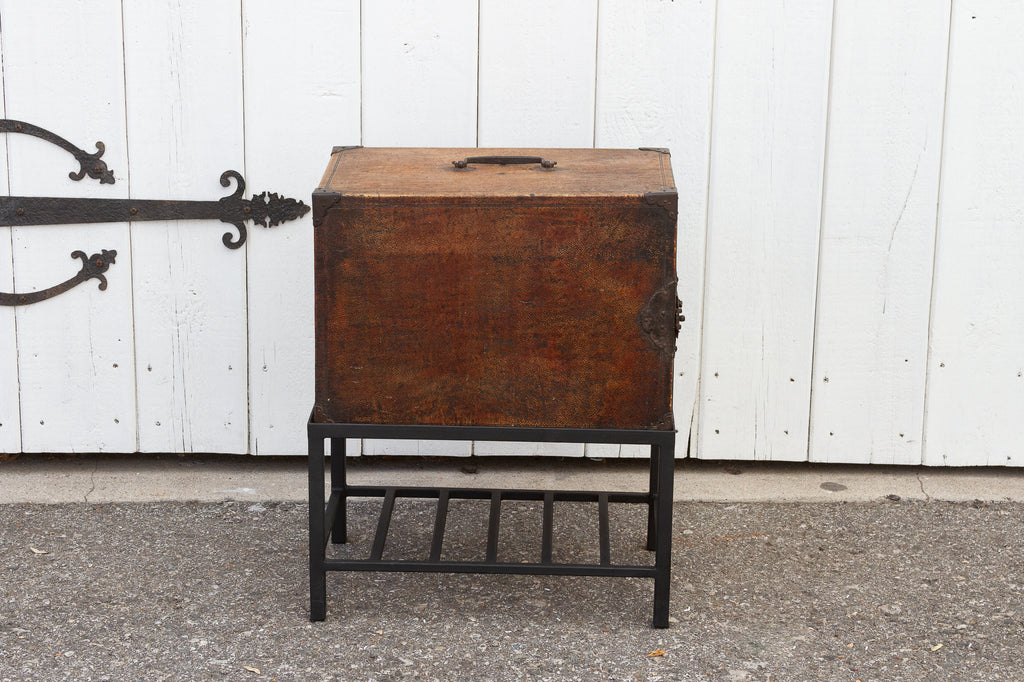 19th Century Leather Tansu Side Table