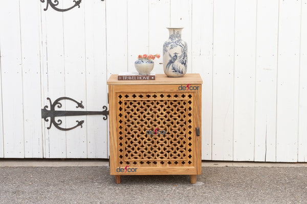 Mid-Century Style Carved Jali Cabinet