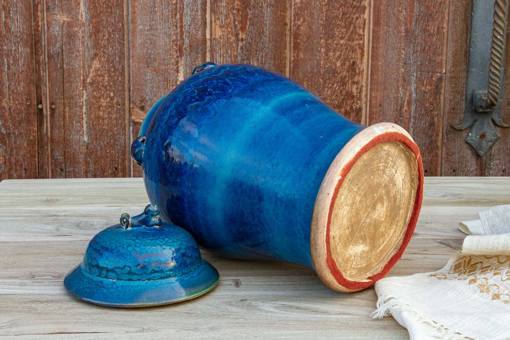 Pair of Royal Blue Asian Porcelain Vases (Trade)