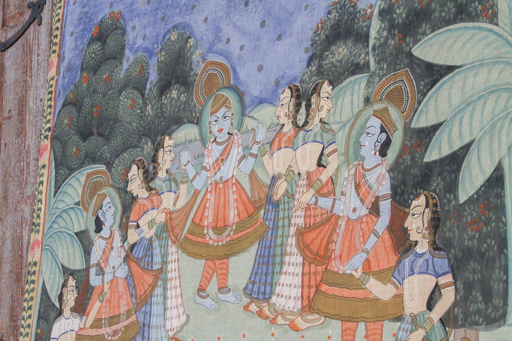 Early 19th Century Krishna and Gopi Pichhavai Painting (Trade)