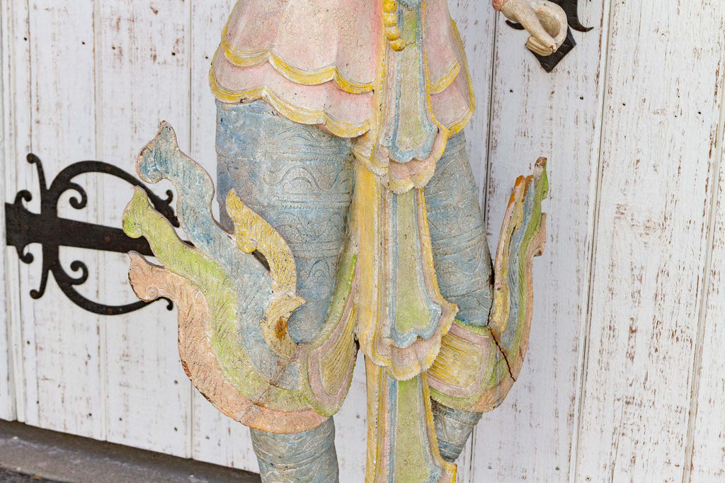 Beautifully Carved & Painted Asian Statue