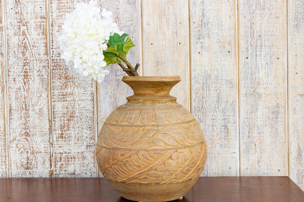 Beautifully Carved Bleached Naga Water Pot