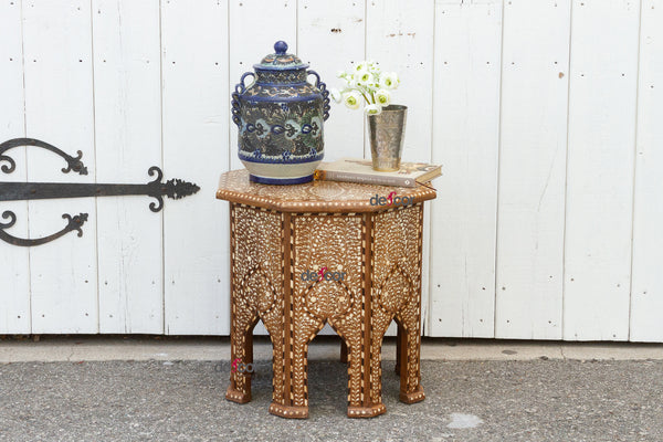 Walnut Moorish Inlaid Side Table