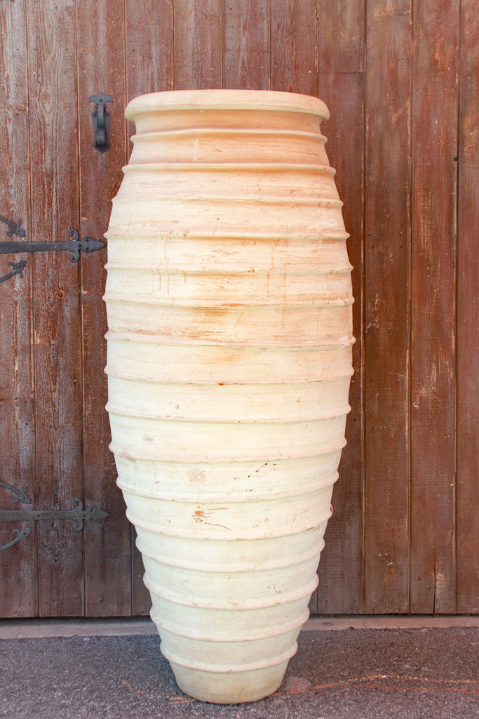 Exceptionally Tall Ribbed Terracotta Jar