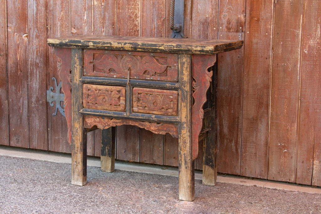 Graceful Carved Drawer Console