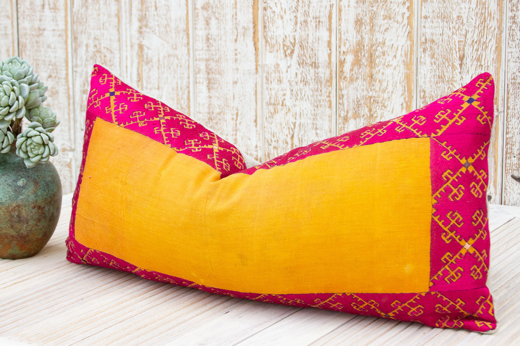 Antique Basanti Sindh Silk Pillow (Trade)