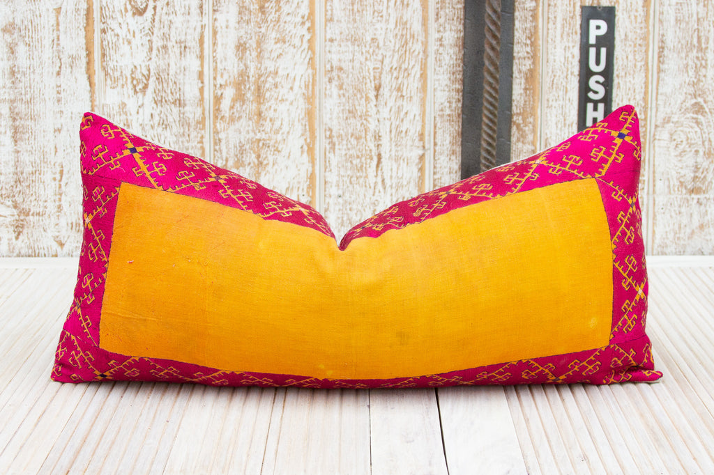 Antique Basanti Sindh Silk Pillow (Trade)