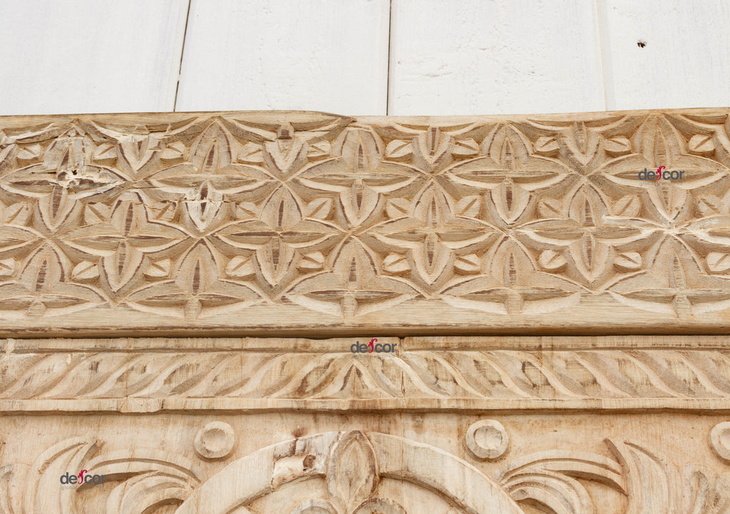 Moorish Bleached Wood Carved Medallion Door