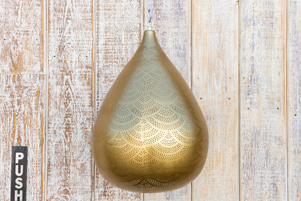 Gold Filigree Lucknow Pear Pendant Lantern