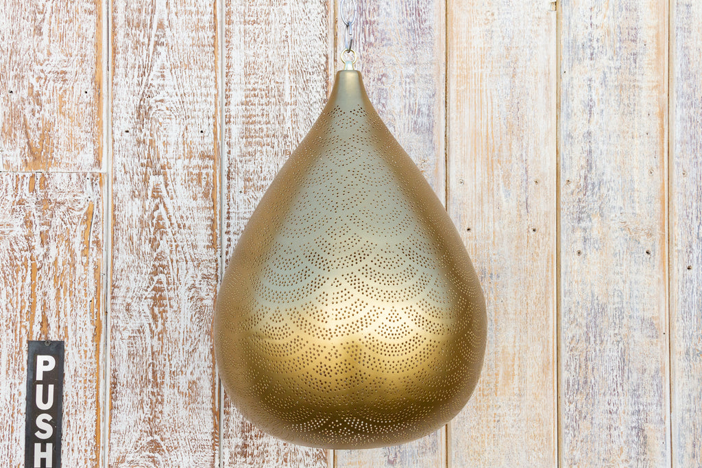 Gold Filigree Lucknow Pear Pendant Lantern (Trade)