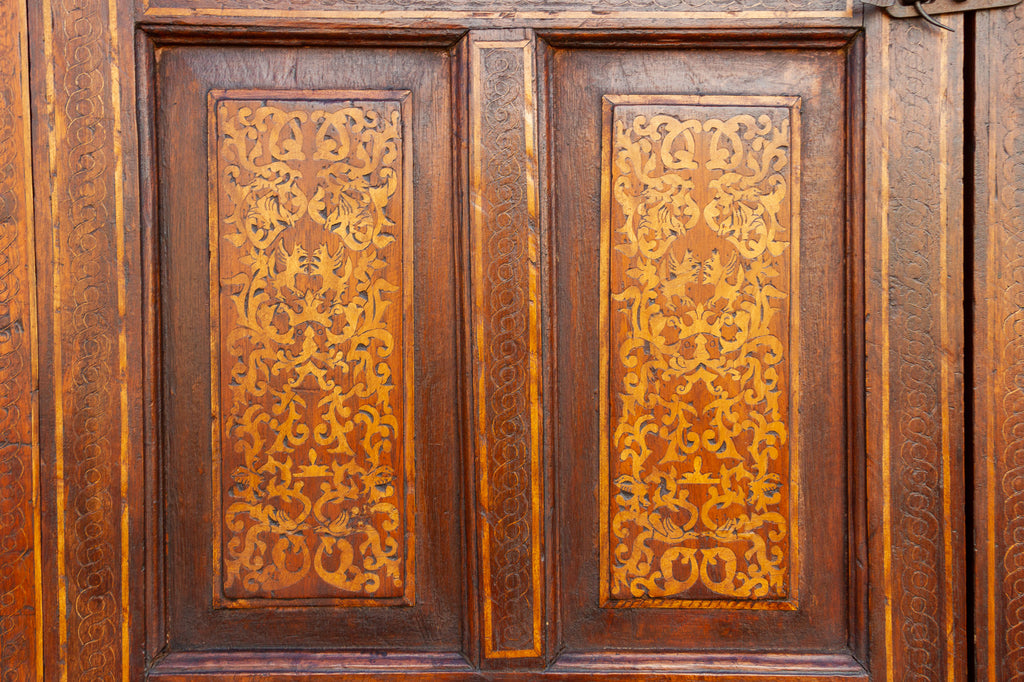 Majestic Spanish Colonial Marquetry Armoire