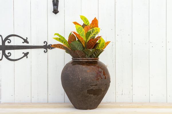 Antique Southeast Asian Brown Glazed Martaban Vase