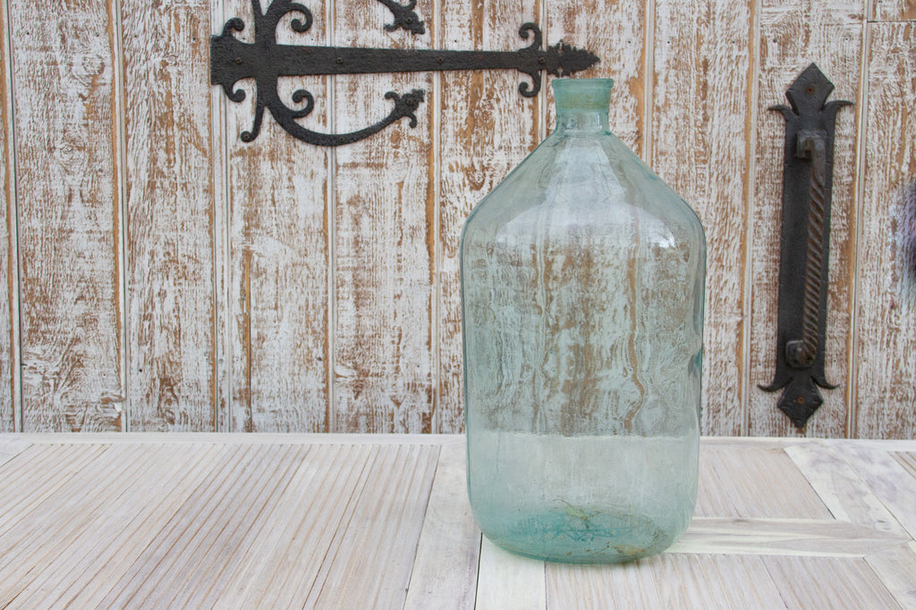 Tall Indo-French Demijohn Glass Bottle