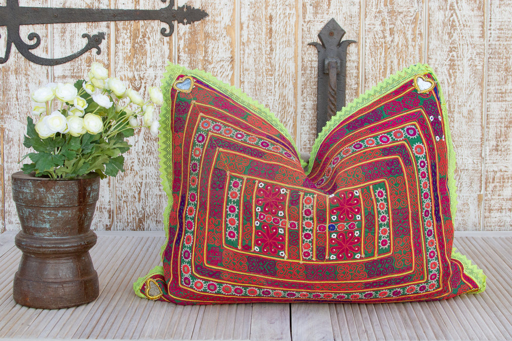Anvi Thar Silk Embroidered Antique Pillow (Trade)