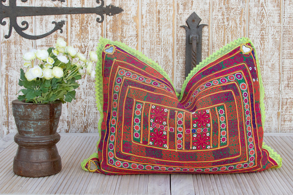 Anvi Thar Silk Embroidered Antique Pillow