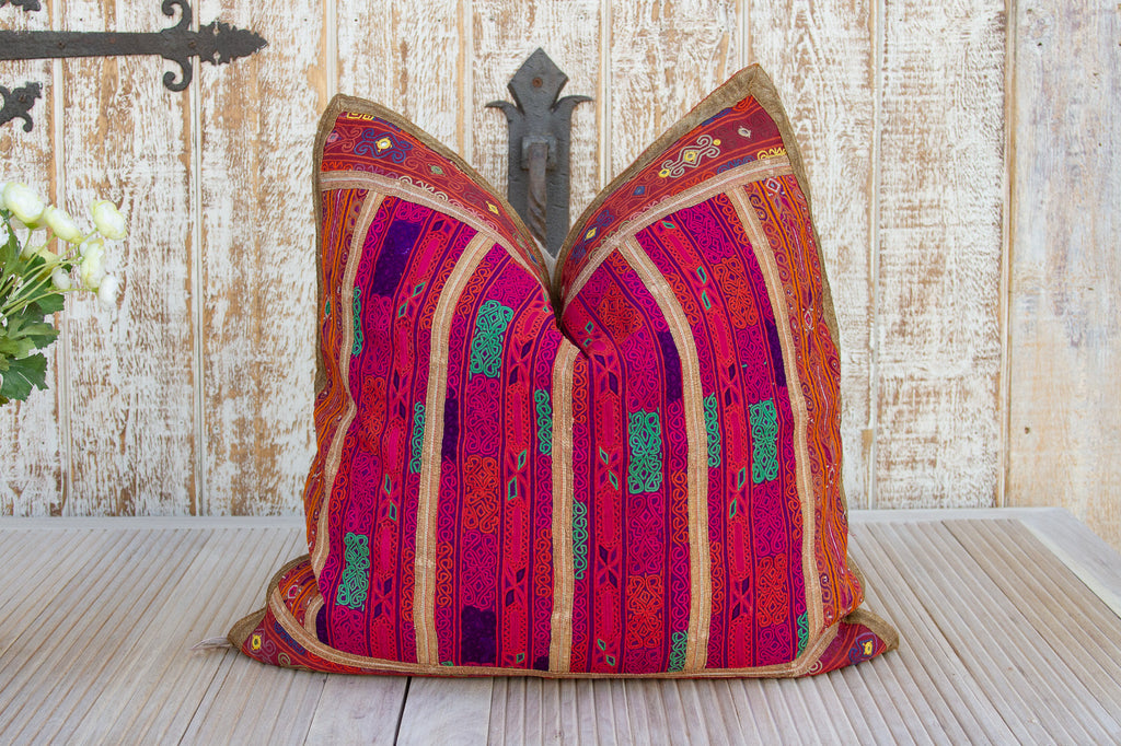 Khushi Thar Silk Embroidered Antique Pillow (Trade)