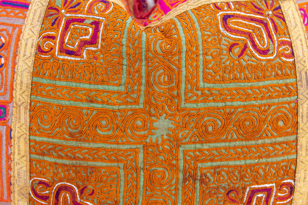 Ela Thar Silk Embroidered Antique Pillow