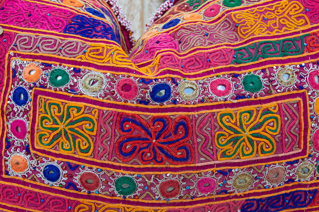 Saanvi Thar Silk Embroidered Antique Pillow