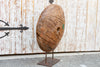 Large Antique Teak Wheel With Iron Stand