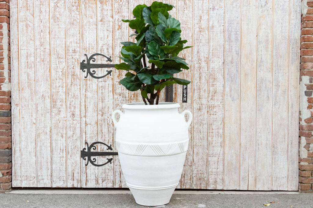 large white pot planter Large Greek White Terra-Cotta Garden Planter (Trade)