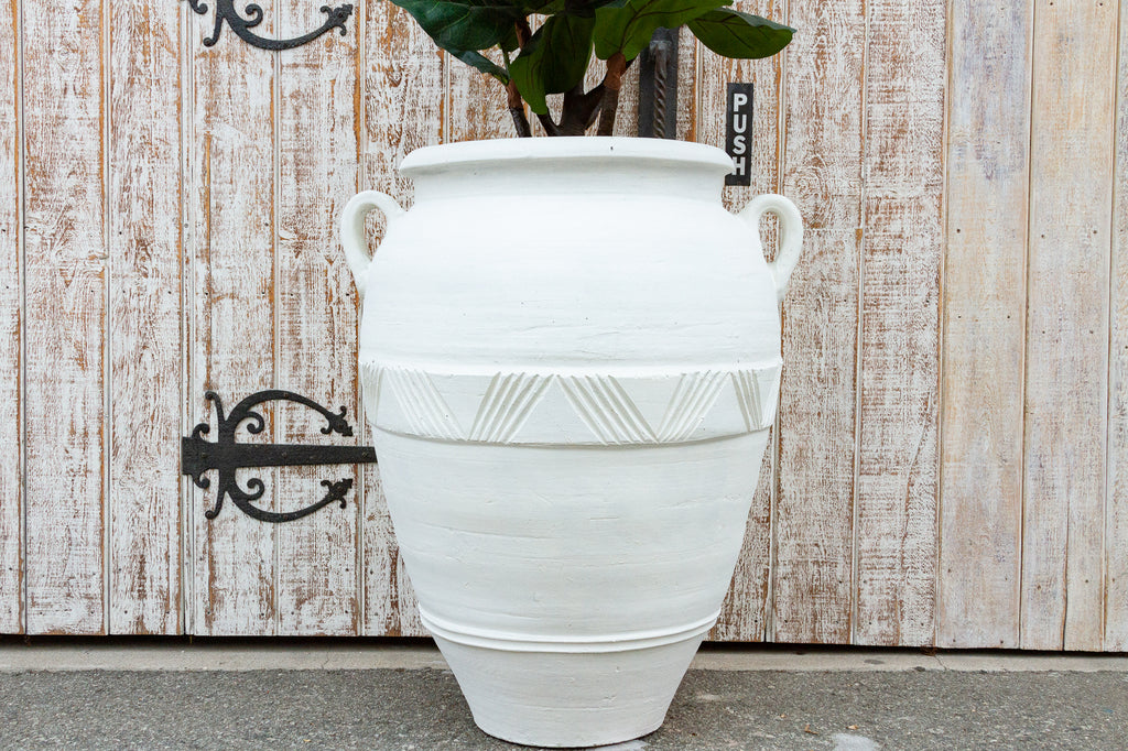 greek style plant pots Large Greek White Terra-Cotta Garden Planter– DE-COR