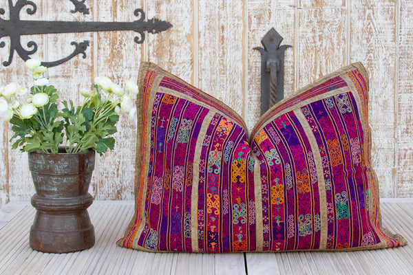 Meera Thar Silk Embroidered Antique Pillow