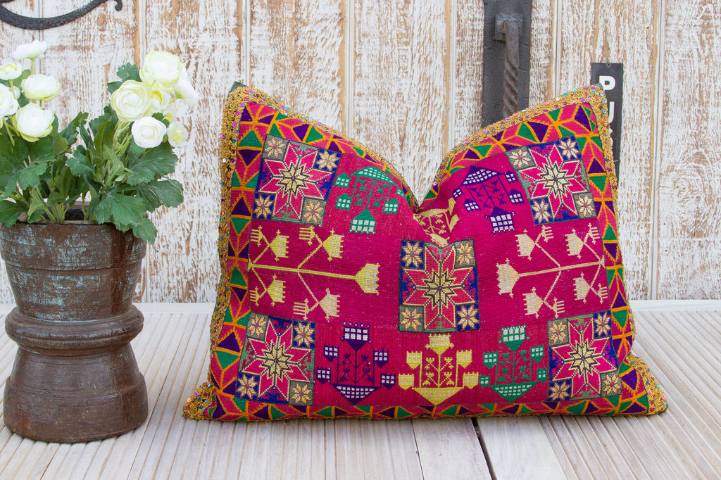 Hemani Thar Silk Embroidered Antique Pillow (Trade)