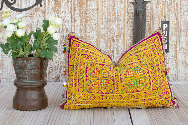 Chandani Thar Silk Embroidered Antique Pillow