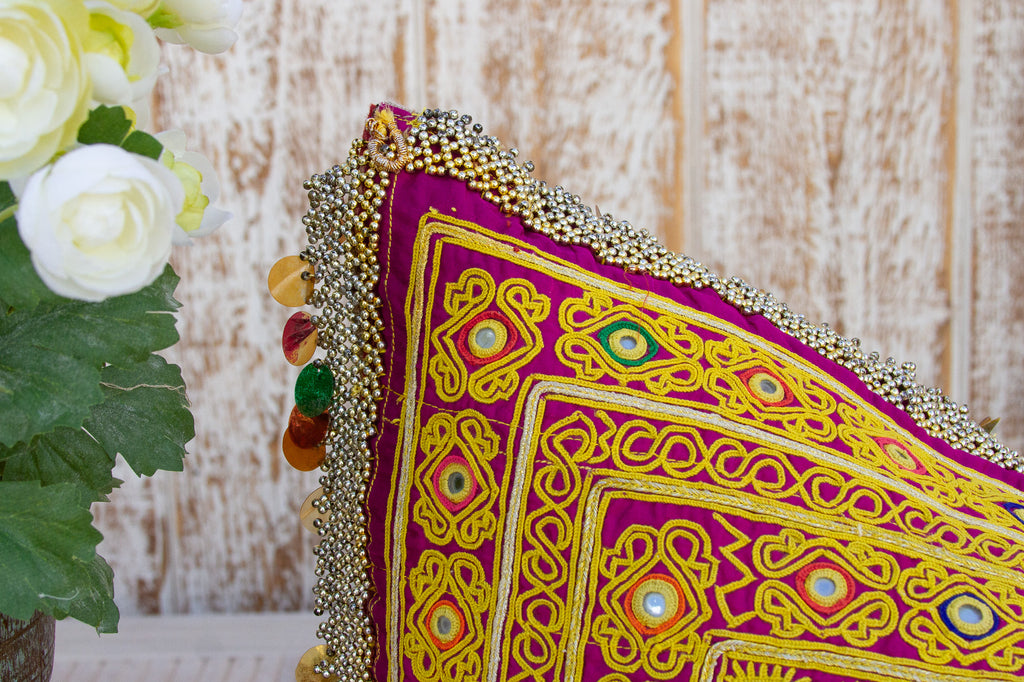Chandani Thar Silk Embroidered Antique Pillow (Trade)