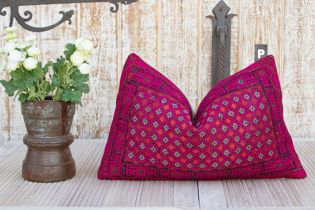 Leena Thar Silk Embroidered Antique Pillow (Trade)