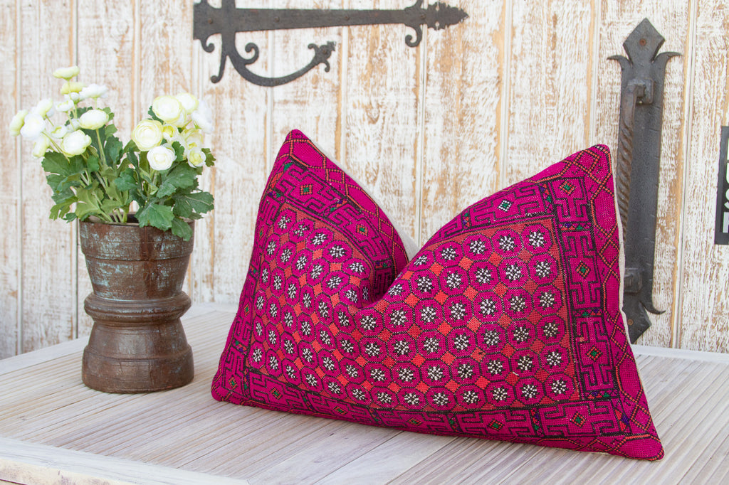 Leena Thar Silk Embroidered Antique Pillow (Trade)