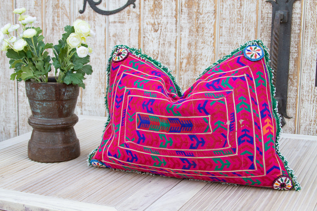 Aria Thar Silk Embroidered Antique Pillow