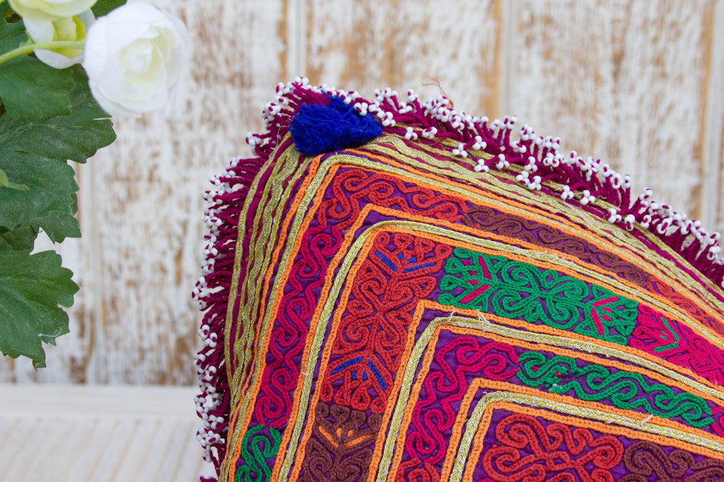 Jhanvi Thar Silk Embroidered Antique Pillow
