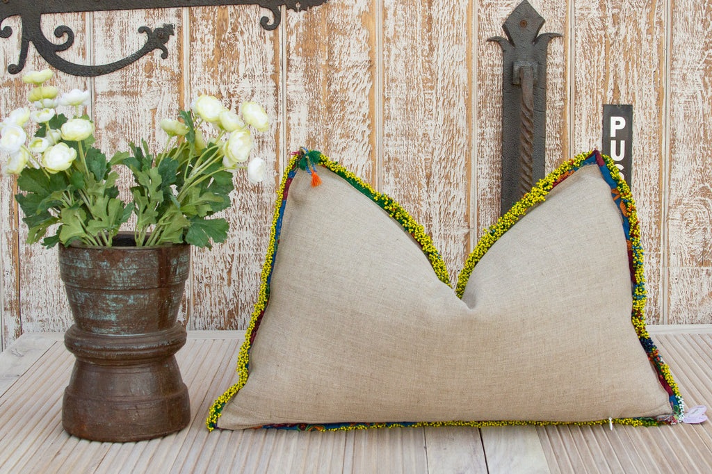 Olivia Thar Silk Embroidered Antique Pillow